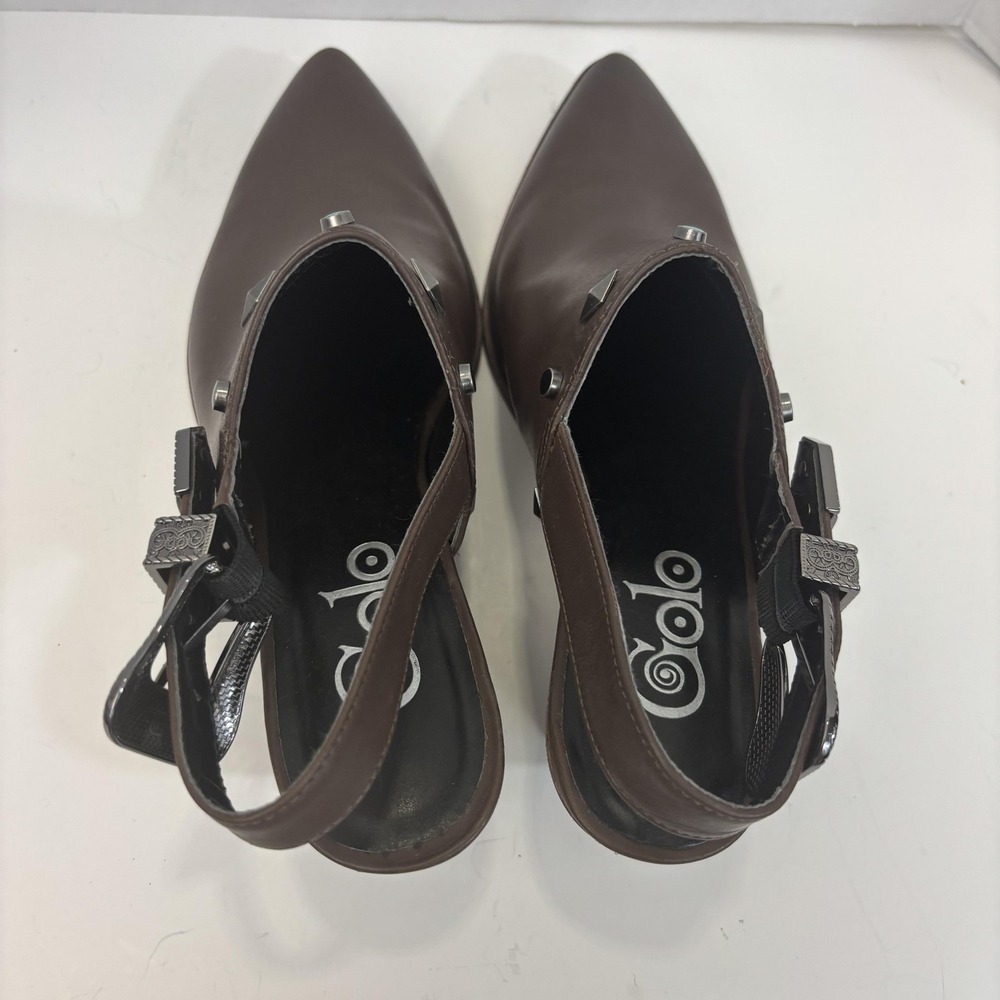 Golo Leather Slingback Heel Shoes Womens 9 Brown Block Western Festival Country - Picture 7 of 11